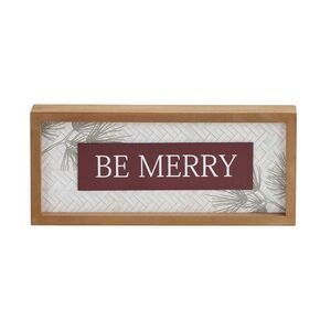 'Be Merry' Wooden Boxtop Tabletop Decoration Christmas Holidays Mantel Shelf NWT